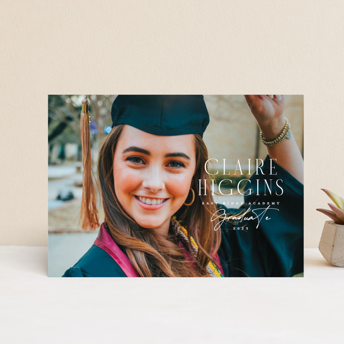 stated Graduation Announcement Postcards by Everett Paper Goods Minted