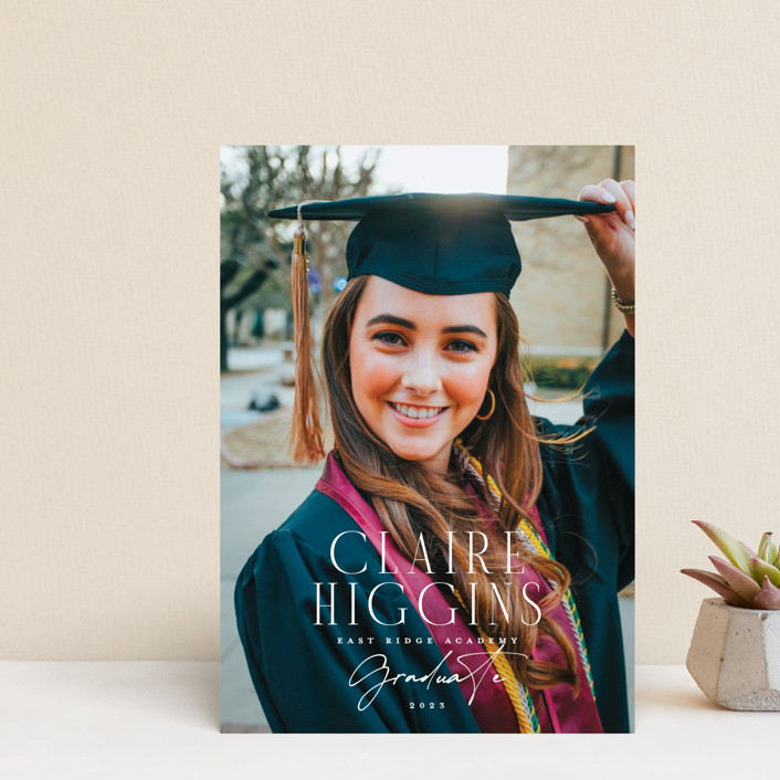 stated Graduation Announcement Postcards by Everett Paper Goods Minted