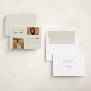 This is a bone graduation invitations with standard by Stacey Meacham called duo printing on recycled smooth signature in standard