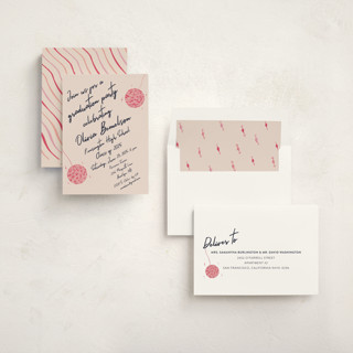 This is a fuchsia graduation invitations with standard by Sarah Rosenthal called sparkle and rhythm celebration printing on signature in standard