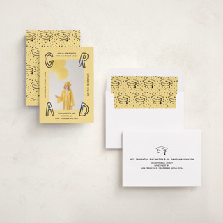 This is a butter graduation invitations with standard by Inkblot Design called outlined printing on recycled smooth signature in standard