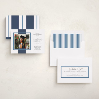 This is a navy graduation invitations with standard by Owl and Toad called preppy frame printing on recycled smooth signature in standard