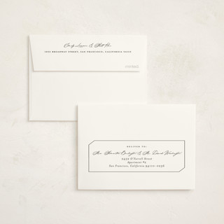 This is a noir graduation thank you cards with foil pressed by Emily Betts called simply sweet frame printing on strathmore in standard