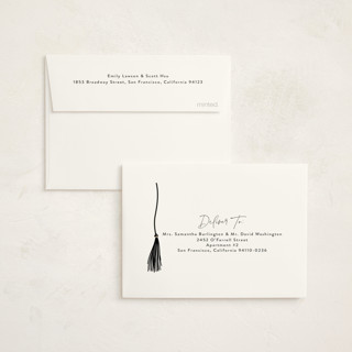 This is a onyx graduation thank you cards with foil pressed by Kamala Nahas called tassel wrapped printing on strathmore in standard