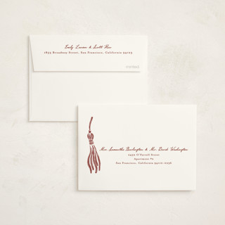 This is a ruby graduation thank you cards with standard by Jamie Alexander called inked printing on strathmore in standard