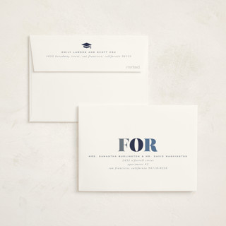 This is a navy graduation thank you cards with standard by Hooray Creative called in vogue printing on strathmore in standard