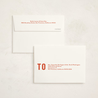 This is a tangerine graduation thank you cards with standard by Robert and Stella called poster type printing on strathmore in standard