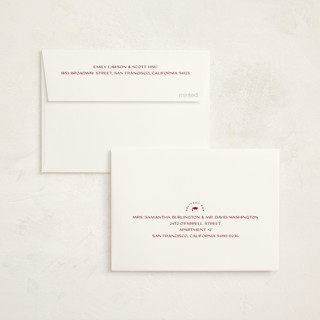 This is a crimson graduation thank you cards with standard by Owl and Toad called understated printing on strathmore in standard