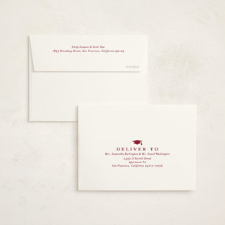This is a crimson graduation thank you cards with standard by Sarah Curry called archive printing on strathmore in standard