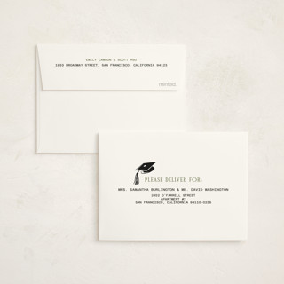 This is a pine graduation thank you cards with standard by Sherley Ferreira called stripes of success printing on strathmore in standard