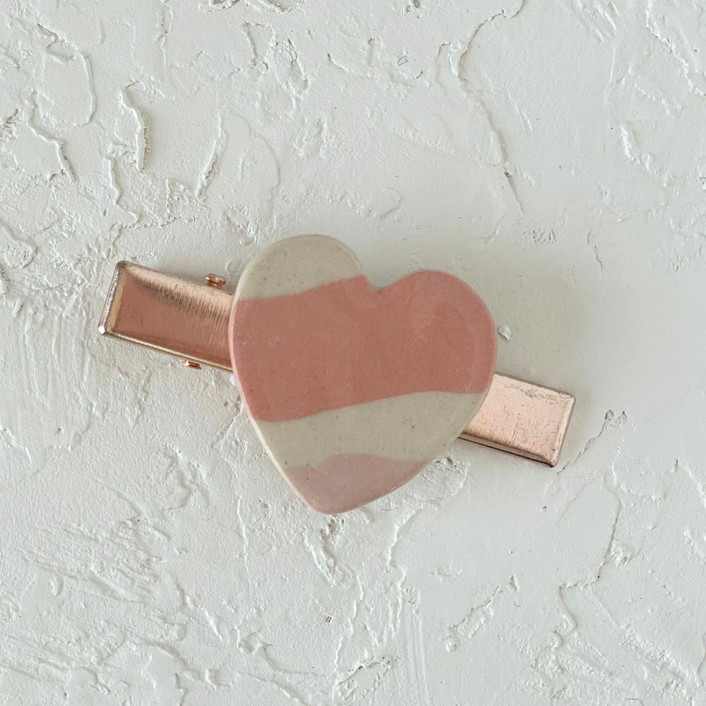 Striped Heart Hair Clip