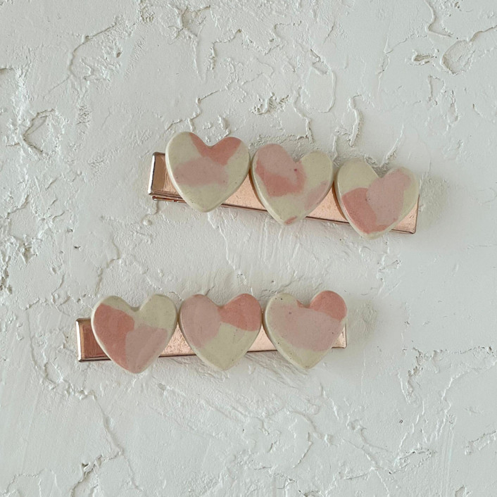 Terrazzo Heart Hair Clip Set