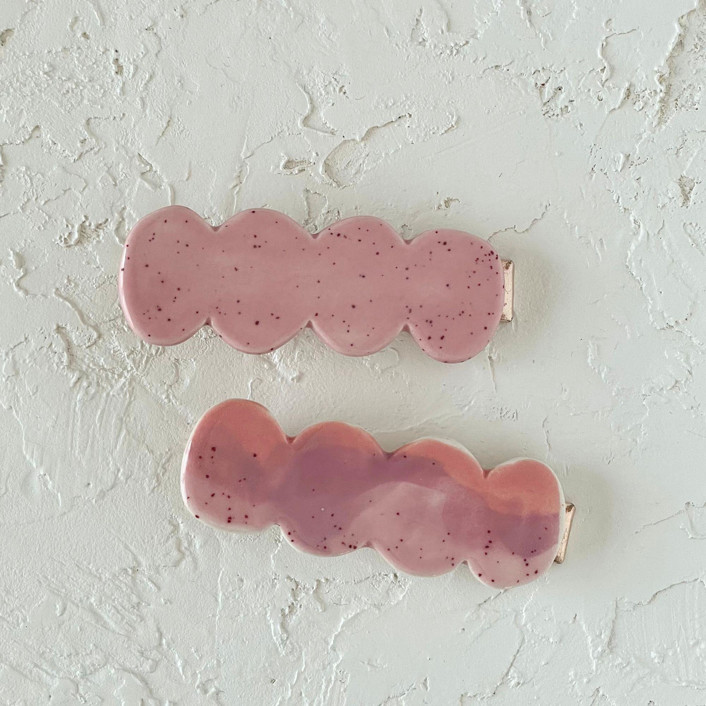Pink Abstract Hair Clip Set