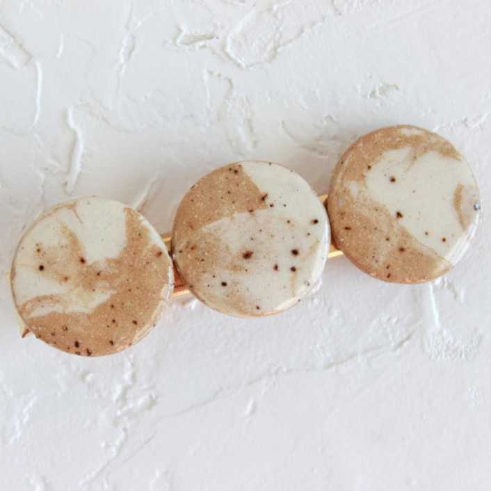 Marbled Stoneware Circles Hair Clip