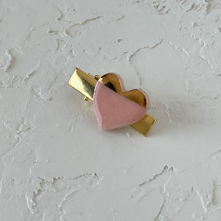Gold Dipped Heart Mini Hair Clip