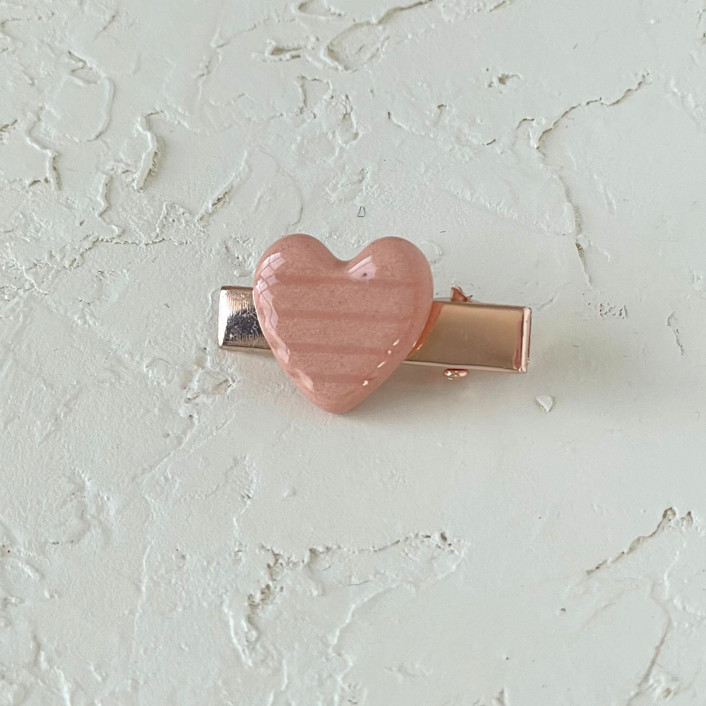 Coral Heart Mini Hair Clip