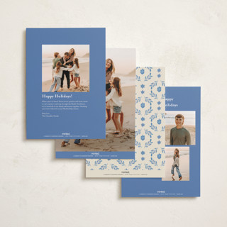 This is a glacier hanukkah cards with foil pressed by Creo Study called festive textile pattern printing on recycled smooth signature in standard