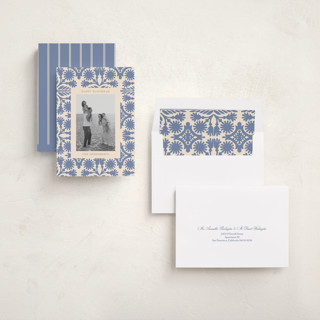 This is a wisteria hanukkah cards with standard by Rina Ozum called blue pattern printing on recycled smooth signature in standard