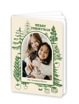 This is a cream holiday booklette cards with standard by Baumbirdy called potted trees printing on signature80 in booklette