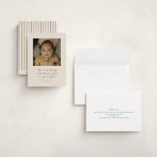 This is a teal babys first christmas with standard by Ellen Schlegelmilch called the best thing printing on recycled smooth signature in petite