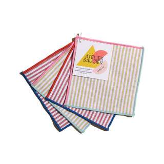 This is a multicolor tableware by ATELIER SAUCIER called carnival stripe cocktail napkins (set of 4) in standard