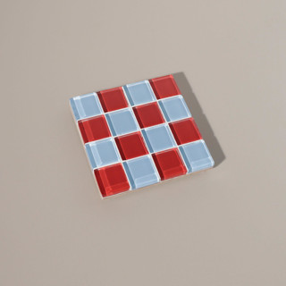 This is a blue tableware by Subtle Art Studios called glass tile coaster in a love letter in standard