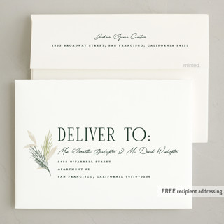 This is a greenery business holiday cards with foil pressed by Erin L. Wilson called flora printing on signature in standard