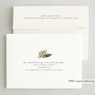 This is a coal business holiday cards with foil pressed by Jackie Crawford called festive side ribbon wreath printing on signature in standard