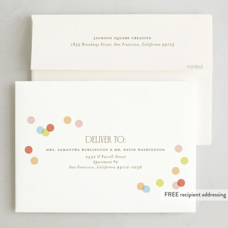 This is a candy business holiday cards with foil pressed by Ellen Schlegelmilch called confetti dots printing on signature in standard
