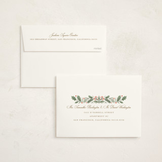 This is a evergreen business holiday cards with foil pressed by Kristen Smith called festive trim printing on signature in standard