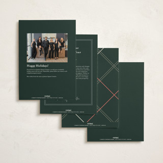 This is a evergreen business holiday cards with foil pressed by Carolyn Nicks called minimal plaid printing on signature in standard