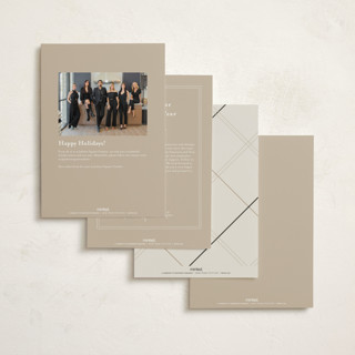 This is a latte business holiday cards with foil pressed by Carolyn Nicks called minimal plaid printing on signature in standard