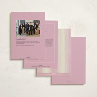 This is a peony business holiday cards with foil pressed by Chris Griffith called holiday bow tree printing on signature in standard