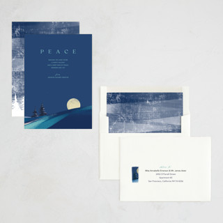 This is a blueberry business holiday cards with standard by Eric Ransom called serene peace printing on signature in standard