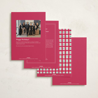 This is a cranberry business holiday cards with standard by ForeverPrint called tartan bow printing on signature in standard