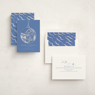 This is a sapphire business holiday cards with standard by Vera Lim called painted ornament printing on signature in standard
