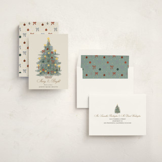 This is a winter mint business holiday cards with standard by Cass Loh called candlelit christmas printing on signature in standard
