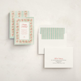 This is a mint business holiday cards with standard by Kamala Nahas called botanical border printing on signature in standard