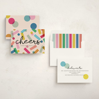 This is a rainbow business holiday cards with standard by Morgan Kendall called confetti printing on signature in standard