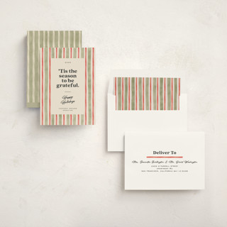 This is a pine business holiday cards with standard by Creo Study called preppy gratitude printing on signature in standard