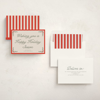 This is a cherry glaze business holiday cards with standard by Morgan Kendall called garland printing on signature in standard