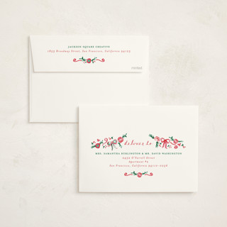 This is a ivory business holiday cards with standard by Sarah Rosenthal called decked in gratitude printing on signature in standard