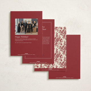 This is a cranberry business holiday cards with standard by Jenna Holcomb called holiday toile printing on signature in standard