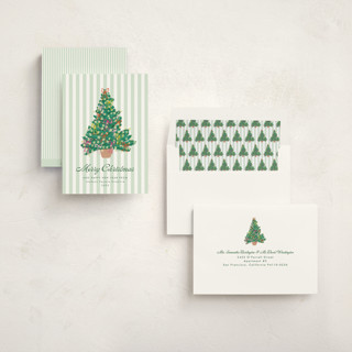 This is a wintergreen business holiday cards with standard by Erika Firm called lobby bow tree printing on signature in standard