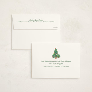 This is a wintergreen business holiday cards with standard by Erika Firm called lobby bow tree printing on signature in standard