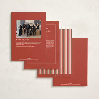 This is a cranberry business holiday cards with standard by Ellen Schlegelmilch called pinstriped border printing on signature in standard