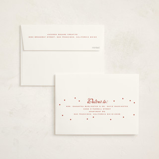 This is a cranberry business holiday cards with standard by Ellen Schlegelmilch called pinstriped border printing on signature in standard