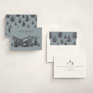 This is a slate business holiday cards with standard by Holly Whitcomb called inkpen cabin printing on signature in standard