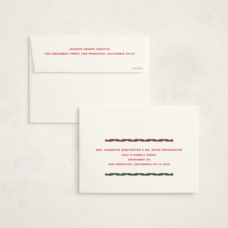 This is a candy cane business holiday cards with standard by Baumbirdy called ribbon spools printing on signature in standard