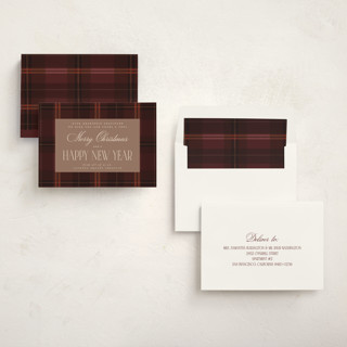 This is a berry business holiday cards with standard by Maja Cunningham called timeless plaid printing on signature in standard